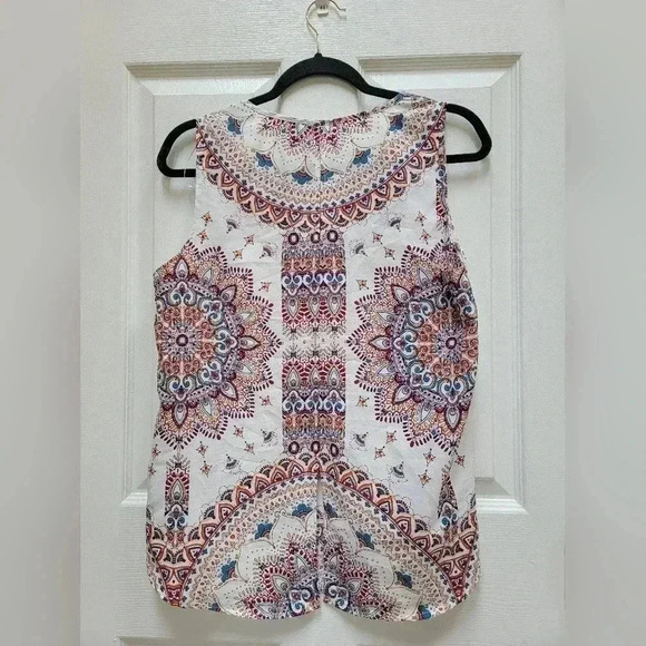 Verse Women's Multicolor Mandala Print Jory Split Neck Top Size Medium - Picture 2 of 2